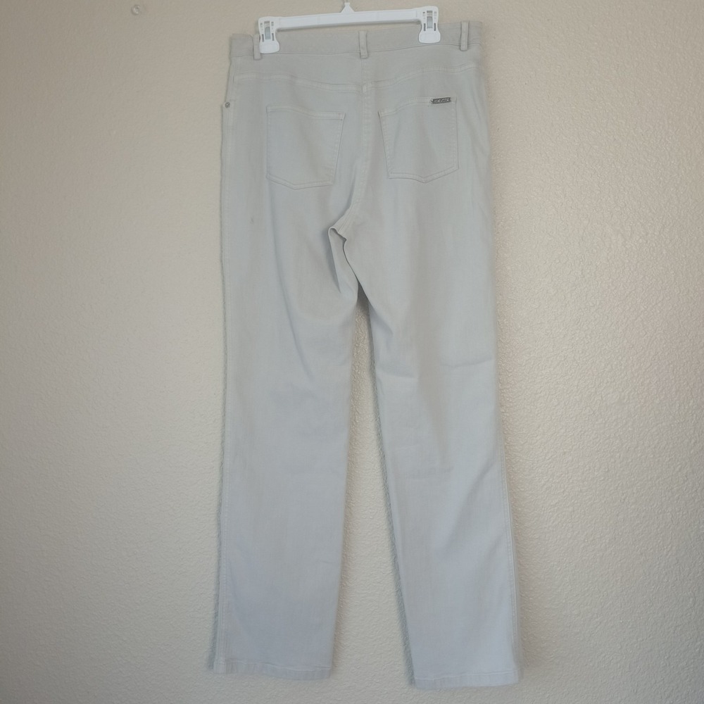 ST. JOHN women's straight-leg beige pants, size 8, with pockets and zipper - Picture 2 of 10